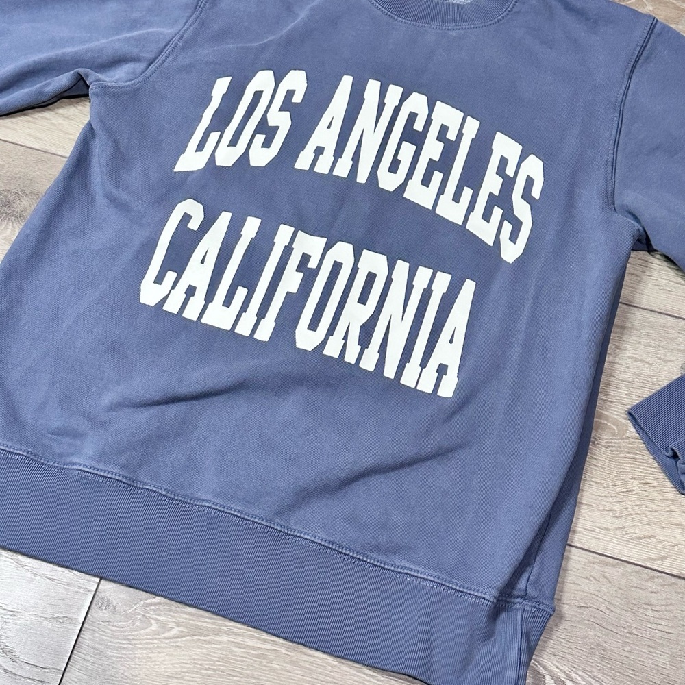 John Galt Brandy Melville Los Angeles Sweatshirt Vintage Blue - Picture 7 of 12
